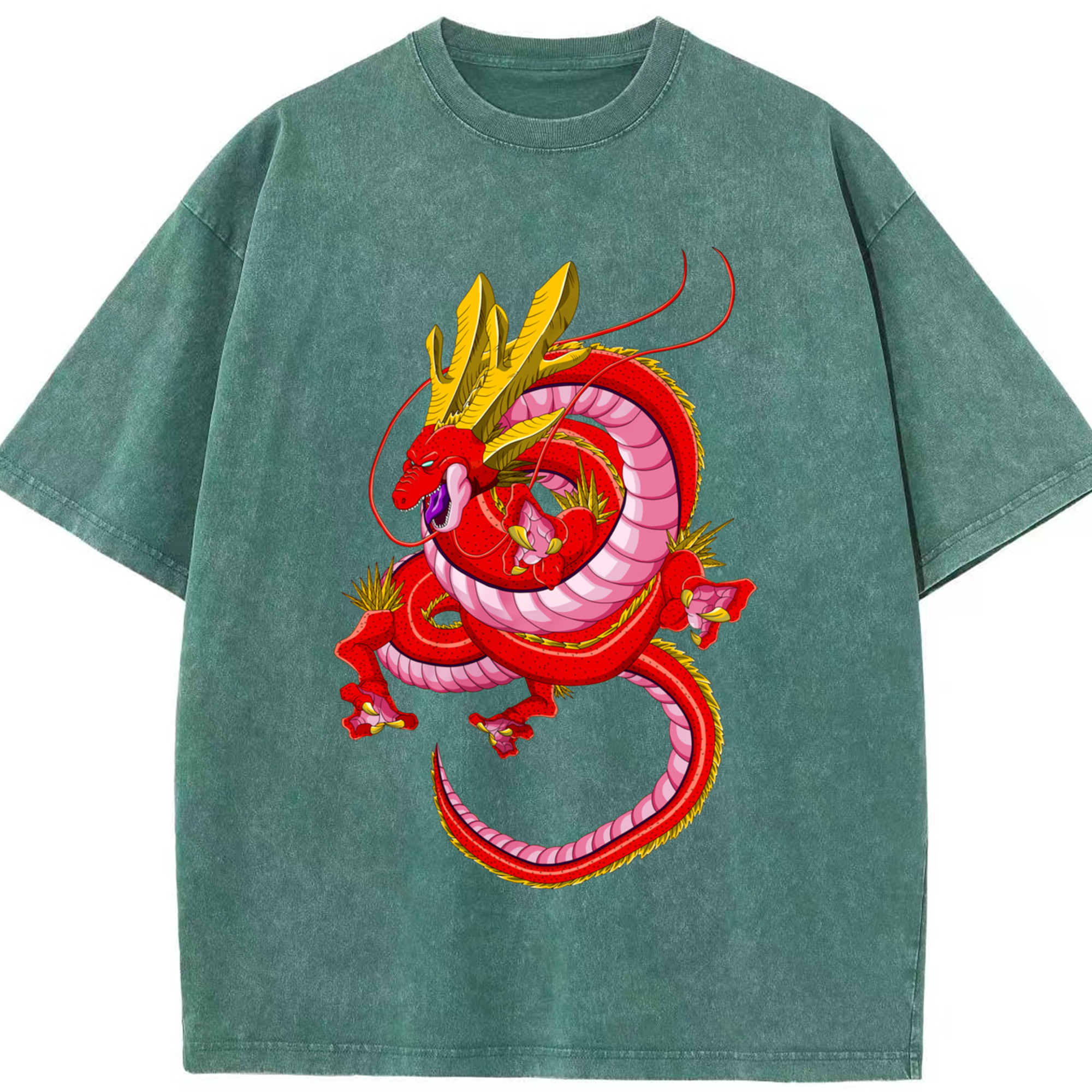 （画像用） ドラゴンボール 神龍 シェンロン DRAGON BALL Shenron 綿100% ヴィンテージ風 半袖Tシャツ（フロントプリント）
